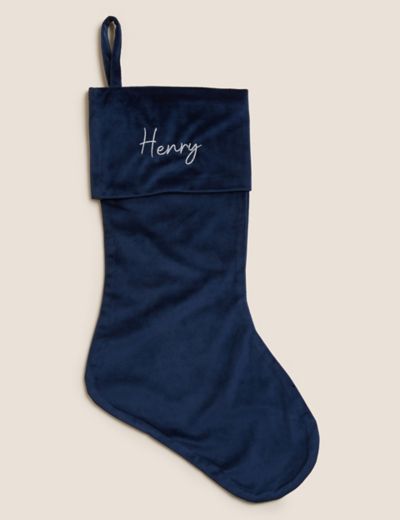 Personalised Blue Velvet Christmas Stocking